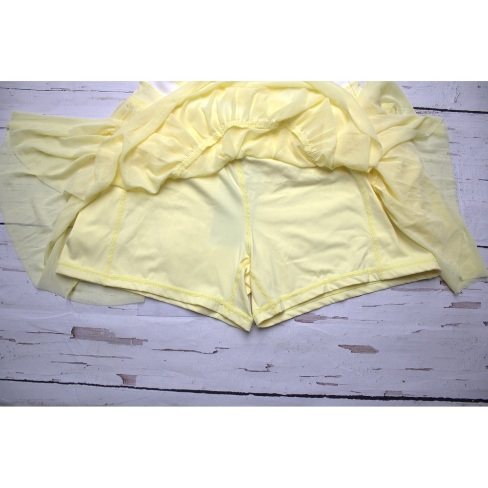 HRAGC Tulle Athletic Skort Mesh Tiered Yellow Large Balletcore Tennis Skirt - Picture 6 of 6